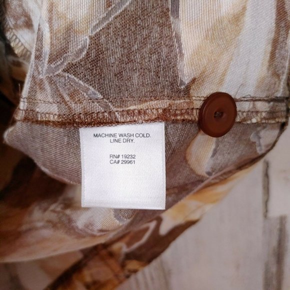Alfred Dunner Women's 14 Button Up Shirt Brown Floral Palm 3/4 Sleeves - Picture 6 of 6
